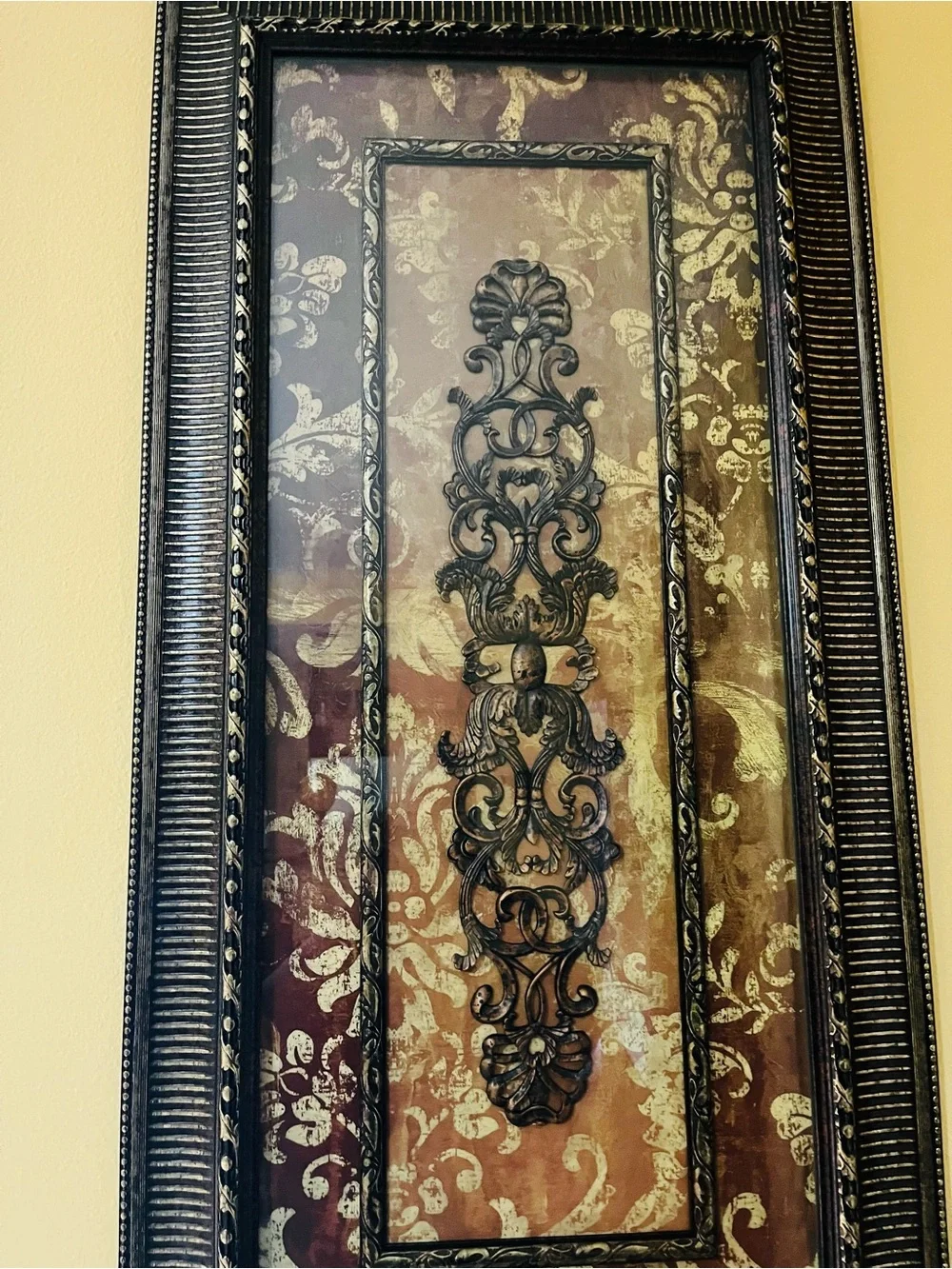 Ornate Black Metal Scroll Wall Panel - Decorative Home Wall Décor